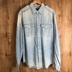 USED 加工 POLO RALPH LAUREN シャンブレーシャツ 長袖シャツ メンズ Lサイズ ストリート アメカジ ビンテージ加工 古着 e24061027