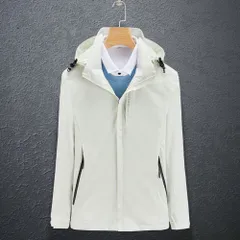 ☆ アイボリー ☆ Lサイズ ☆ ジャケット フード付き 長袖 レディース pmyjacket27 ジャケット フード付き 長袖 ウインドブレーカー コート マウンテンパーカー 作業服 登山ウェア 薄手 レディース メンズ はっ水 撥水 無地