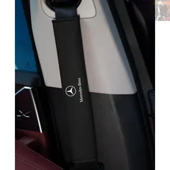 【新品未使用】◆メルセデス・ベンツ◆ブラック◆シートベルトパッド シートベルトカバー シートベルトクッション ショルダーパッド レザー 2枚セット 快適 通気性 aadw qtm