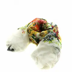 ドルチェ&ガッバーナ ドルガバ DOLCE&GABBANA ストール フリンジ 花柄 シルク 絹 マルチカラー 赤 レッド 黄 イエロー 緑 グリーン 白 ホワイト /AN31のサムネイル