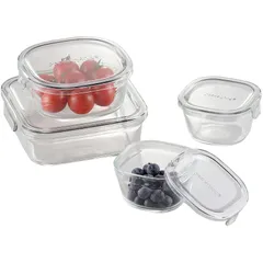 iwaki(イワキ) 耐熱ガラス 保存容器 クールグレー 角型 4点セット パック&レンジ PCPRN4GY21 1