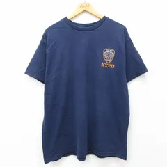 XL/古着 フルーツオブザルーム 半袖 ビンテージ Tシャツ メンズ 00s NYPD コットン クルーネック 紺 ネイビー 24jul23 中古