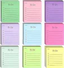 fogman ふせん 付箋 おしゃれ かわいい 罫線 メモ カラフル 9色 450枚セット 縦8.9cm x 横7.6cm(縦8.9cm x 横7.6cm)