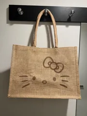 セール♥️Hello Kitty サンリオキャラクターズジュートマイバッグフェイス（M）ハローキティ