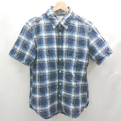 ◇ ⊂◎ UNITED ARROWS ユナイテッドアローズ チェック柄 半袖 シャツ サイズM ブルー系 メンズ E  【1502030037975】