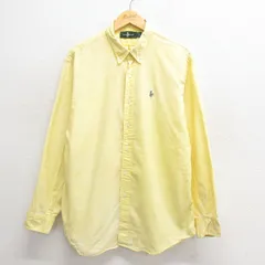 L/古着 JCペニー 長袖 シャツ メンズ 90s コットン ボタンダウン 黄 イエロー 25may26 中古 トップス