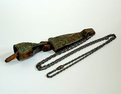 砂澤　ビッキ「樹鈴ペンダント二連」木彫作品（約14.1cm）　世界的人気の彫刻家　音威子府村に美術館　アイヌ文様　小竹美術　真作保証
