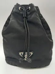 【極美品/近年モデル】プラダ 巾着バッグ 黒 ナイロン×サフィアーノ ギャラ付属 極美品/近年モデル】プラダ 巾着バッグ 黒 ナイロン