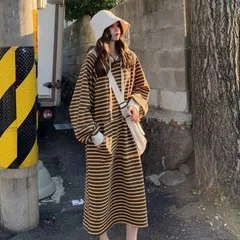 春 夏 スウェットワンピース レディース ロングパーカー ボーダー柄 オーバーサイズ 長袖ワンピース フード付き Aライン 春秋 スウェット s