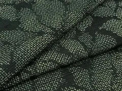 平和屋着物▽上質な紬　単衣　花づくし文　黒地　正絹　逸品　AABB3903jh