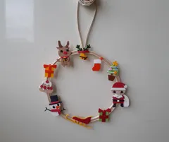 クリスマスリース　紙バンド　サンタクロース　トナカイ