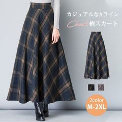 スカート レディース ウール混 フレアスカート ボトムス Aライン フレア レディース ロングスカート ロング マキシ 膝下 ひざ下 大きいサイズ ゆったり マキシスカート ギャザースカート ハイウエストスカート チェック柄 春 秋 冬