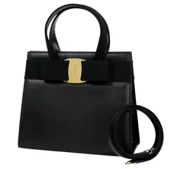 サルヴァトーレフェラガモ Salvatore Ferragamo ヴァラリボン ハンドバッグ 2WAY ショルダーバッグ ハンドバッグ レザー ブラック 4178 レディース 【中古】