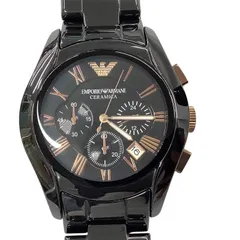 EMPORIO ARMANI 腕時計 メンズ CERAMICA AR1410 箱付き クオーツ ブラック クロノグラフ【中古】MK-1669