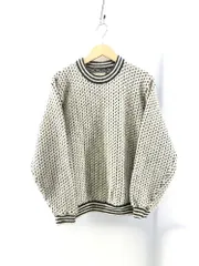 【中古】L.L.Bean 80s ノルウェー製 バーズアイニット L　ホワイト×ブラック　エルエルビーン[24]