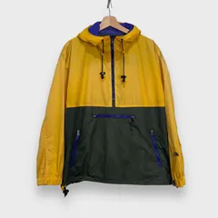 ☆THE NORTH FACE☆ノースフェイス☆ナイロンアノラックパーカー☆パッカブル☆バイカラー☆ワンポイントロゴ☆イエロー☆カーキ☆L☆F24M