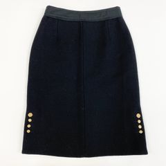 46j3 LOUIS VUITTON ルイヴィトン フランス製 金ボタン 膝丈 スカート  