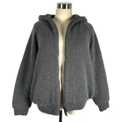 ブルネロクチネリ BRUNELLO CUCINELLI カシミヤ リバーシブル ニット パーカー ボア ジャケット スパンコール グレー イタリア製 Sのサムネイル