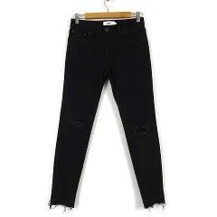 アズールバイマウジー AZUL by moussy 20AW デニムパンツ ジーンズ REPAIR DENIM SKINNY スキニー スリム ダメージ加工 カットオフ ストレッチ M 黒 ブラック