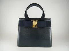 【USED/A】SalvatoreFerragamoサルヴァトーレフェラガモ■ヴァラリボン■ハンドバッグ■ネイビー