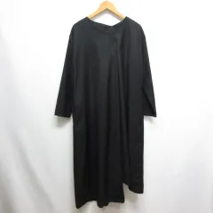 フォーシーミル 4 sii mill 長袖 アシンメトリー ワンピース F 黒 ブラック Vネック ロング オケージョン