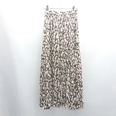 ◇ Θ PUBLUX パブリュクス ウエストゴム 総柄 ロング フレアー スカート サイズ縦XS 横S ブラウン レディース E  【1503060022818】