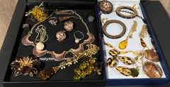 遺品整理 生前整理 アクセサリーまとめ売り ネックレス  イヤリング ブレスレット  ネクタイピン  ブローチ  べっ甲  琥珀  NA25G(T)56
