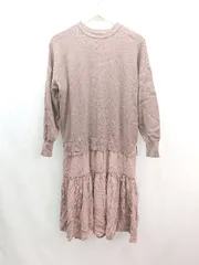 ◇ nano universe ケーブル 切り返し ストレッチ 裏地 シンプル 長袖 膝丈 ワンピース サイズF ブラウン レディース E  【1308160039588】