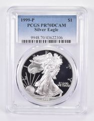 1999-P PR70 DCAM アメリカン シルバー イーグル PCGS ブルーラベル