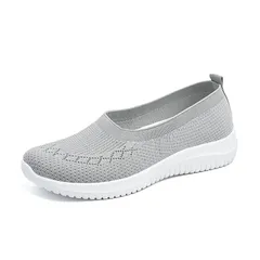 [トカリリ] 快適 スニーカー レディース 軽量 通気性 歩きやすい 履きやすい 疲れにくい 上履き 上靴 幅広 ゆったり スリッポン ローカット 婦人 室内 (グレー, 日本の靴のサイズ寸法, 大人, 数値, 24.5 cm) [グレー] [24.5 cm]