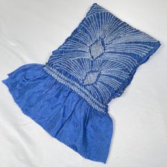 帯揚げ　青　中抜き絞り