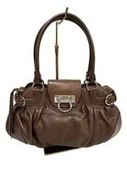 【中古】Salvatore Ferragamo サルヴァトーレフェラガモ バッグ ハンドバッグ ガンチーニ ブラウン  AU-21 6317＿s28＿セルモアから出品＿s-1305-r28