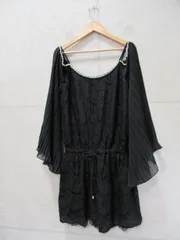 【未使用品】【タグ付き】【美品】CECIL McBEE セシルマクビー ワンピース 長袖 ひざ丈 ビジュー レース ブラック Mサイズ