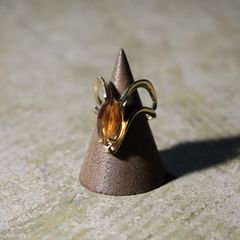 streamline shape vintage ring 流線型 ユニーク  シェイプ オレンジカラー ストーン vintage ヴィンテージ リング 指輪 9号