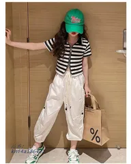 子供服 セットアップ 女の子 半袖 夏 2点セット 新品 パンツ 可愛い 小学生 通学着 子供ジャージ 120 おしゃれ ヒップホップ キッズ 140 韓国子供服 130 kni4a186421