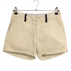【美品】ゾーイ ショートパンツ ベージュ×ネイビー 後ろロゴ  レディース 38(M) ゴルフウェア ZOY