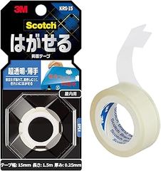 3M 両面テープ はがせる 超透明 厚手 幅15mm 長さ1.5m スコッチ KRS-15 小巻 ガラス面 ポスター