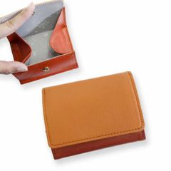 三ツ折り財布 レディース 本革 ミニウォレット コンパクト ミニ財布 コンパクト財布 シンプル ブランド 高級 レザー 牛革 革 大人 女性 おしゃれ 日本製 ライム LIME L8223 オレンジ