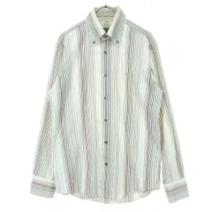 BURBERRY BLACK LABEL バーバリーブラックレーベル 日本製 ストライプ柄 長袖 ボタンダウン コットンシャツ 2 ホワイト系 株式会社三陽商会 メンズ 古着