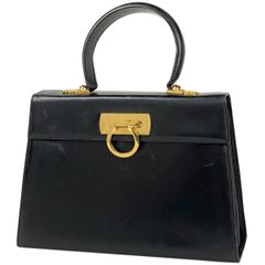 【在庫一掃】 サルヴァトーレフェラガモ Salvatore Ferragamo ガンチーニ ハンドバッグ 2WAY ショルダーバッグ ハンドバッグ レザー ブラック 2181 レディース 【中古】