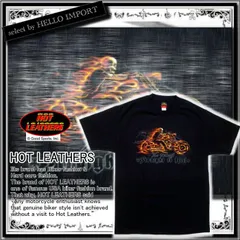 ホットレザーズ メンズ 服 長袖 Tシャツ 炎のバイク髑髏 柄 バイカーファッション 黒 クリックポスト送料無料 即納 /rfa089