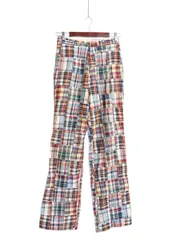 【お得なクーポン配布中!】 70s 80s ブルックスブラザーズ パッチワーク スラックス パンツ レディース XS 程/ ヴィンテージ マドラス チェック ストレート ノータックのサムネイル