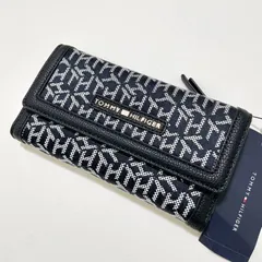 トミーヒルフィガー 長財布 ウォレット 三つ折り 総柄 レディース 黒 ブラック	HWI