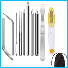 【在庫処分】サムコス パラコードステッチ 10点セット パラコードニードル パラコード編み針セット 手作り道具 ステンレス 針 手縫い針 手芸用品 パラコードまたはレザーワーク用 収納バッグ付き