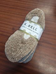 新品 2足 S-M ★ コストコ K.BELL ルームソックス スリッパ ブラウン グレー もこもこ ボア 靴下 ソックス 保温 ケーベル