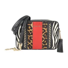 Michael Kors マイケルコース ショルダーバッグ 32F9GJ6M6L ハラコ 型押しレザー ブラック マルチカラー ゴールド金具 JET SET アニマルプリント タッセル 【本物保証】
