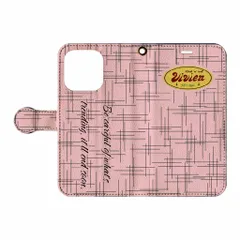 iPhone 16Pro 手帳型ケース カスリ柄 (ローズピンク)