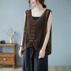 透かし編み ベスト レディース 春 夏 クロシェ編み トップス 透かし編み プルオーバー Vネック かぎ編み カジュアル 無地 レイヤード ニットベスト レイヤード風 重ね着 トップス きれいめ 大人 かわいい lyfz01