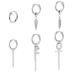 【数量限定】ロングイヤリング 幅2.0mm 内側12mm 18G レディース リングメンズ ノンホールフープピアス イヤーカフ ステンレス 金属アレルギー対応 デザイン チェーン スティックと 穴不要 フェイクピアス Umiwe