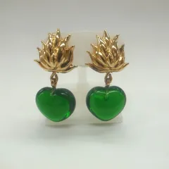 NINA RICCI ニナリッチ　イヤリング　アクセサリー　ハートモチーフ　ゴールド×グリーン　MA003